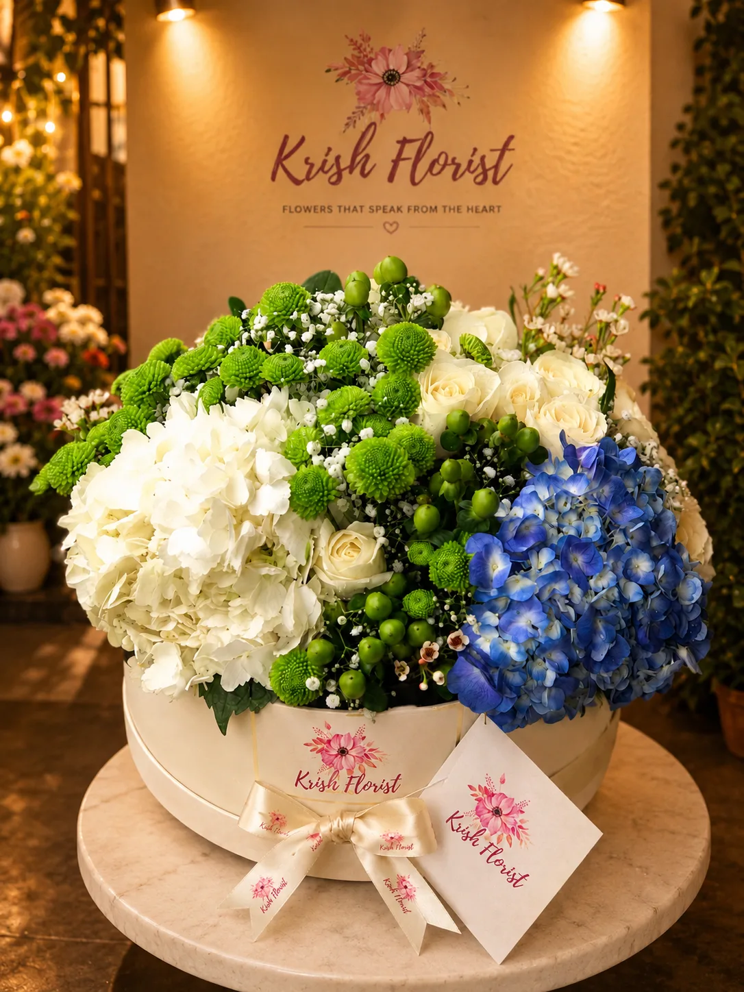 Luxury Blue & White Hydrangea Flower Box