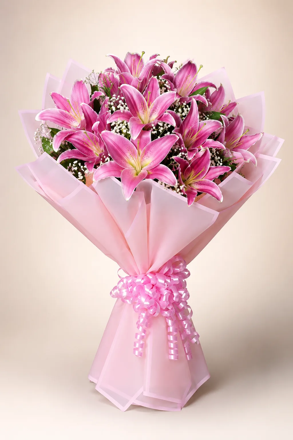Premium Pink Oriental Lily Bouquet | Luxury Fresh Lily Flower Bouquet