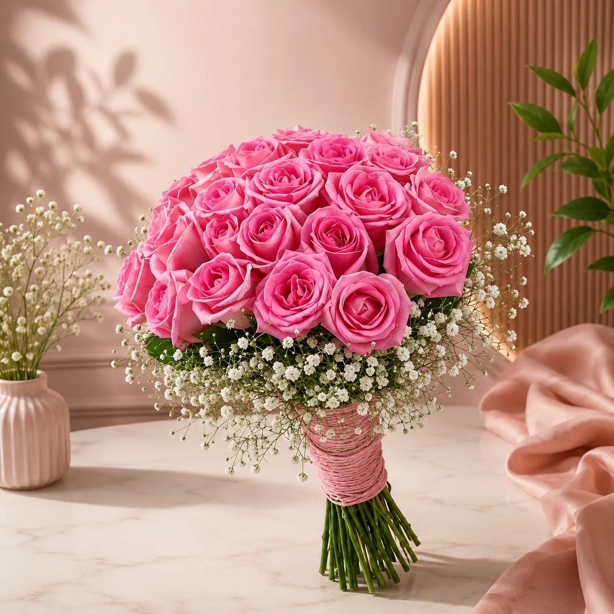 Premium Pink Rose Hand-Tied Bouquet