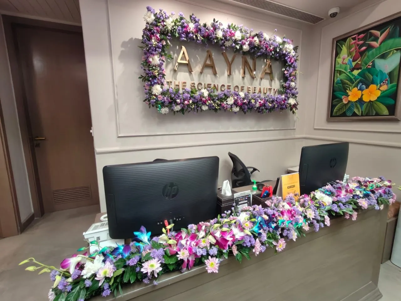 Corporate Floral Branding Installation for Luxury Reception Area