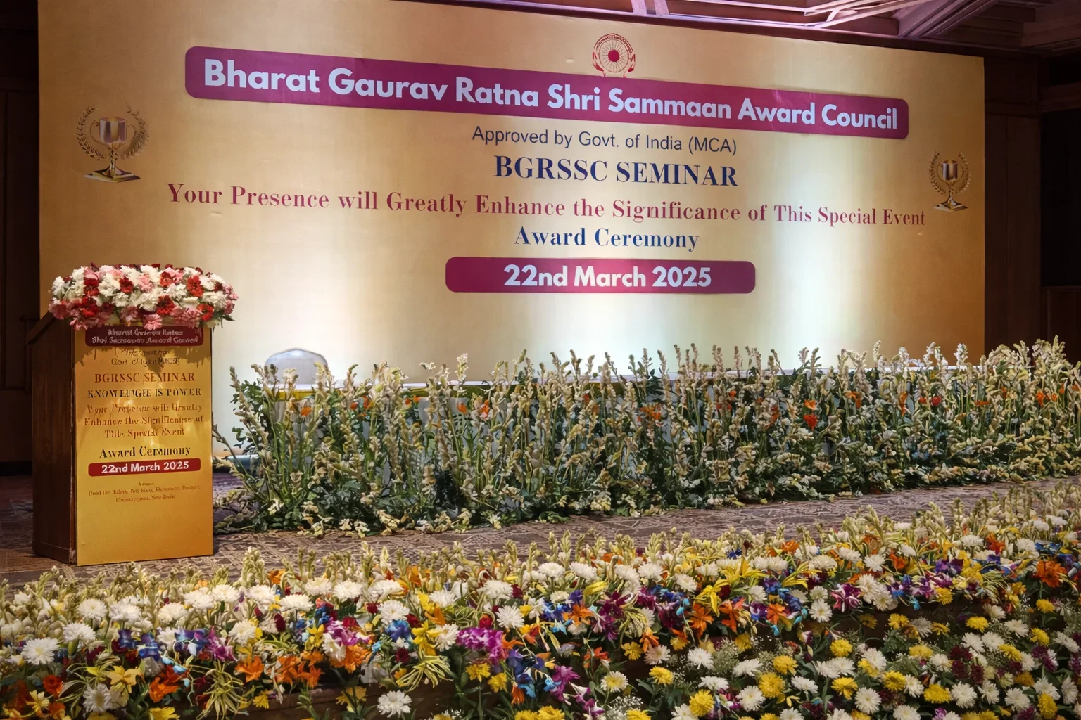 Corporate Award Ceremony Stage Flower Decoration | Krish Florist